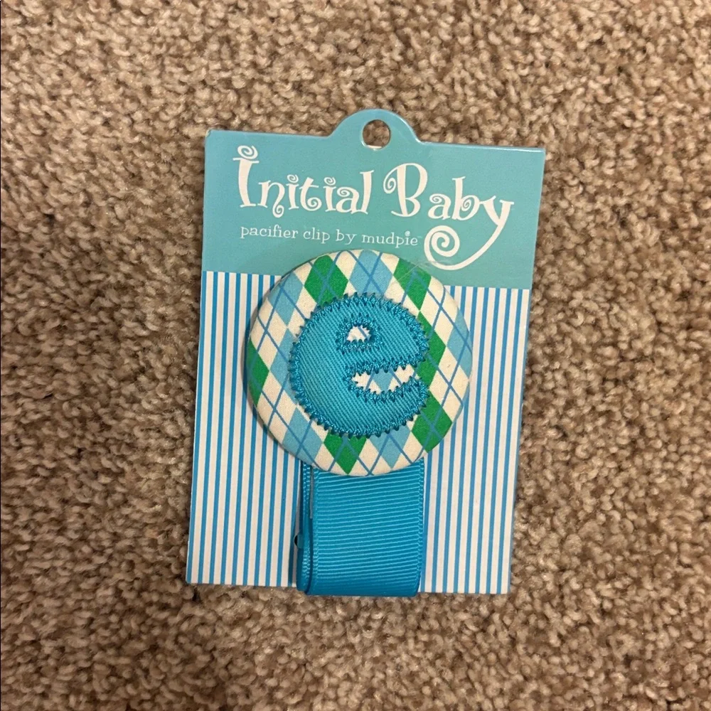 Blue Argyle 'E' Pacifier Clip